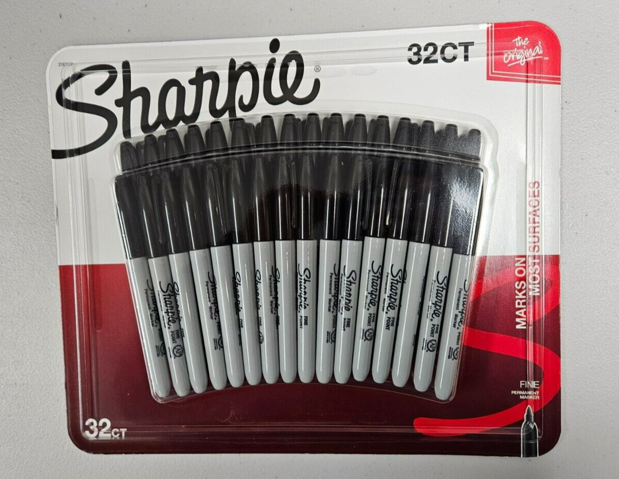 The Original Sharpie Permanent Fine Point Marker Black 32 Pack Water Resistant