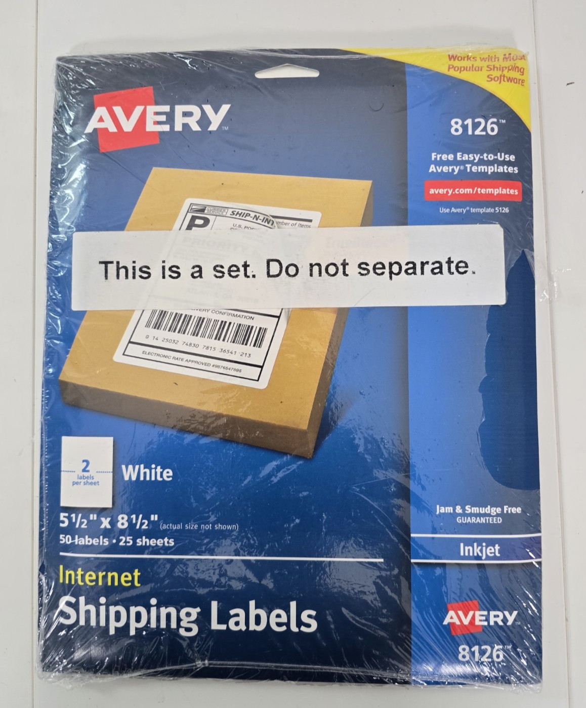 Lot of 2 Avery Half-Sheet Internet Shipping Labels Inkjet White 8126 100 labels