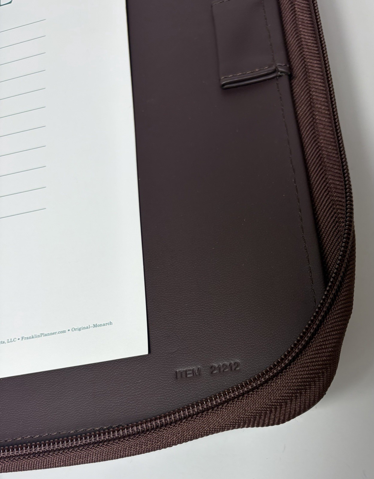 Franklin Covey Original Letter Size 7 Ring Binder 21212 Full Zip Brown 13”x11”