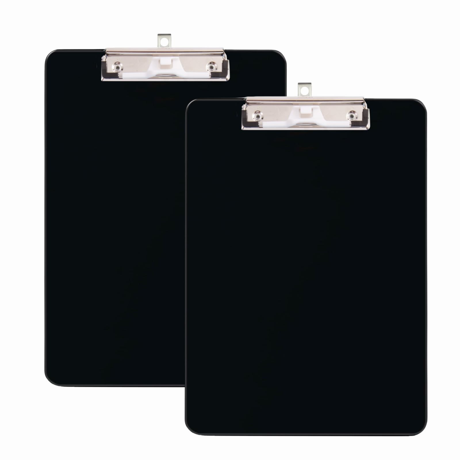 2 PCS 8.5×11 Black Plastic Clipboards with Pen Holder Standard Letter Size