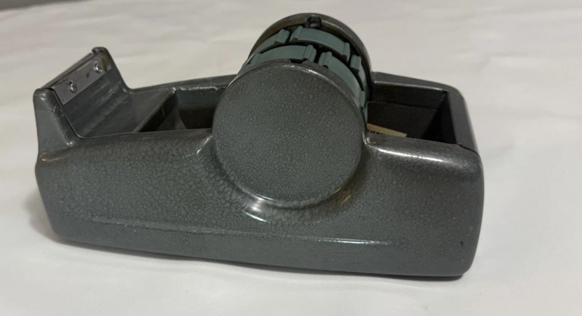 Vintage 3M Scotch C-22 Metal Dual Tape Dispenser Gray Mad Men Desk Read*