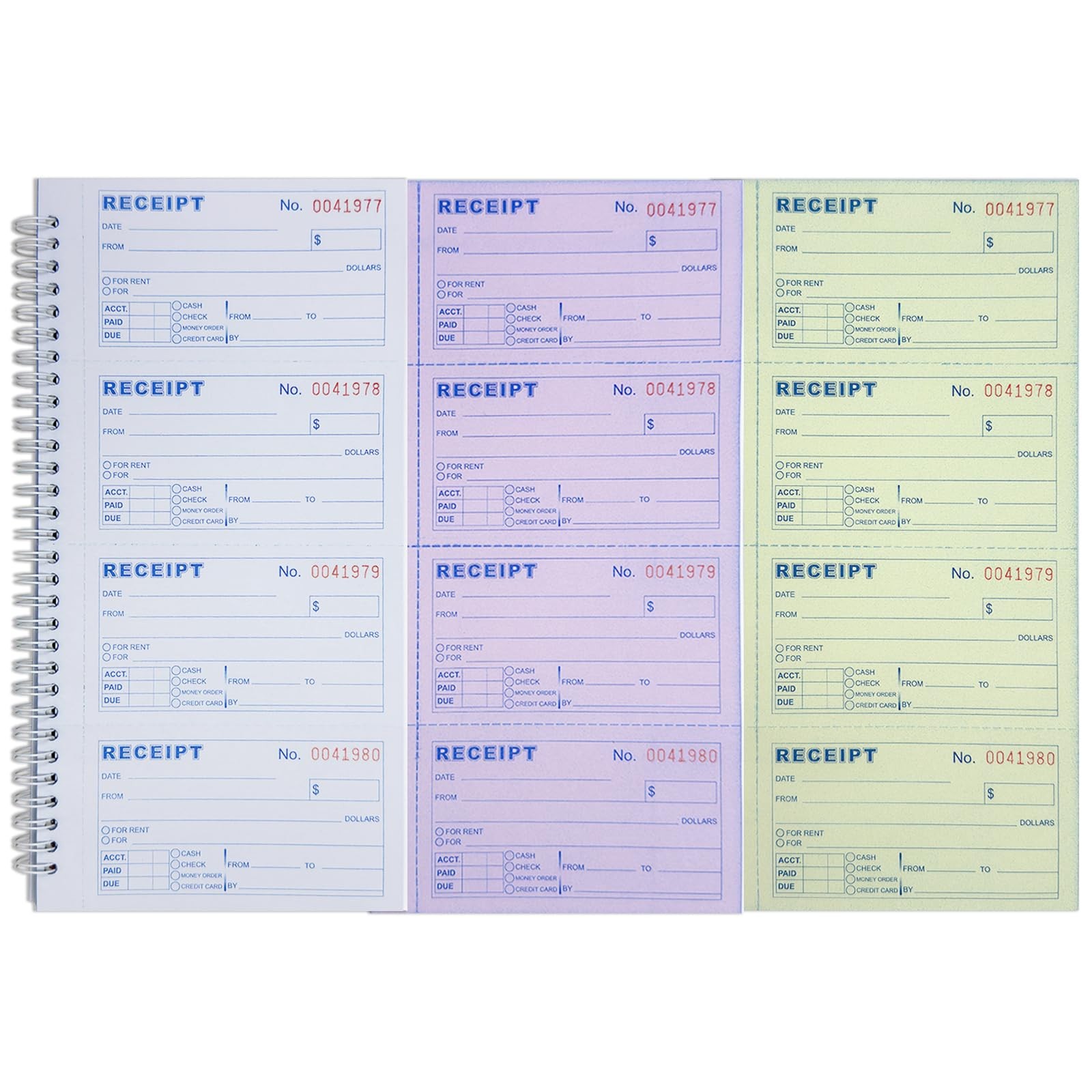 1 PCS Money Rent Receipt Book 3Part Carbonless 51/2×11 Inch 100 Sets