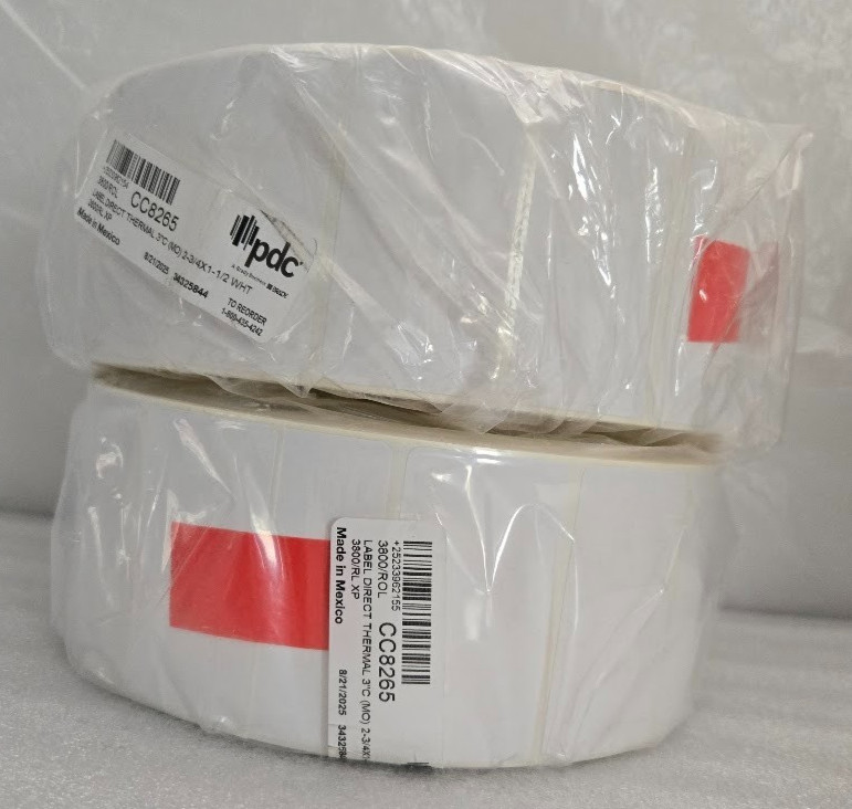 2-Rolls PDC Brady #CC8265 Label Direct Thermal 2.75″ x 1.5″ 3800/Roll White
