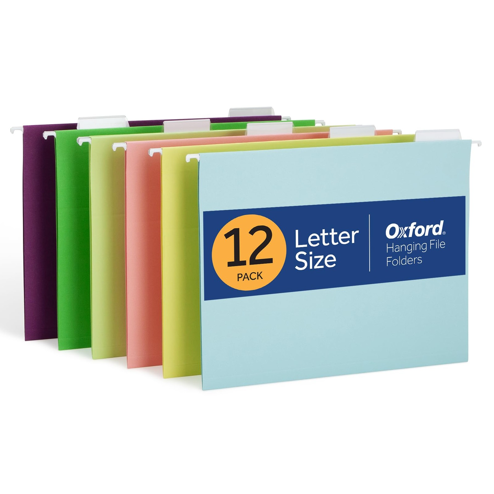 Oxford Hanging File Folders, 12 Pack, Letter Size (8.5″ x Letter, Assorted