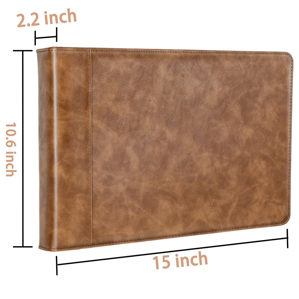 Zippered 7-Ring Business Checkbook Binder PU Leather 600 Checks Organizer Brown