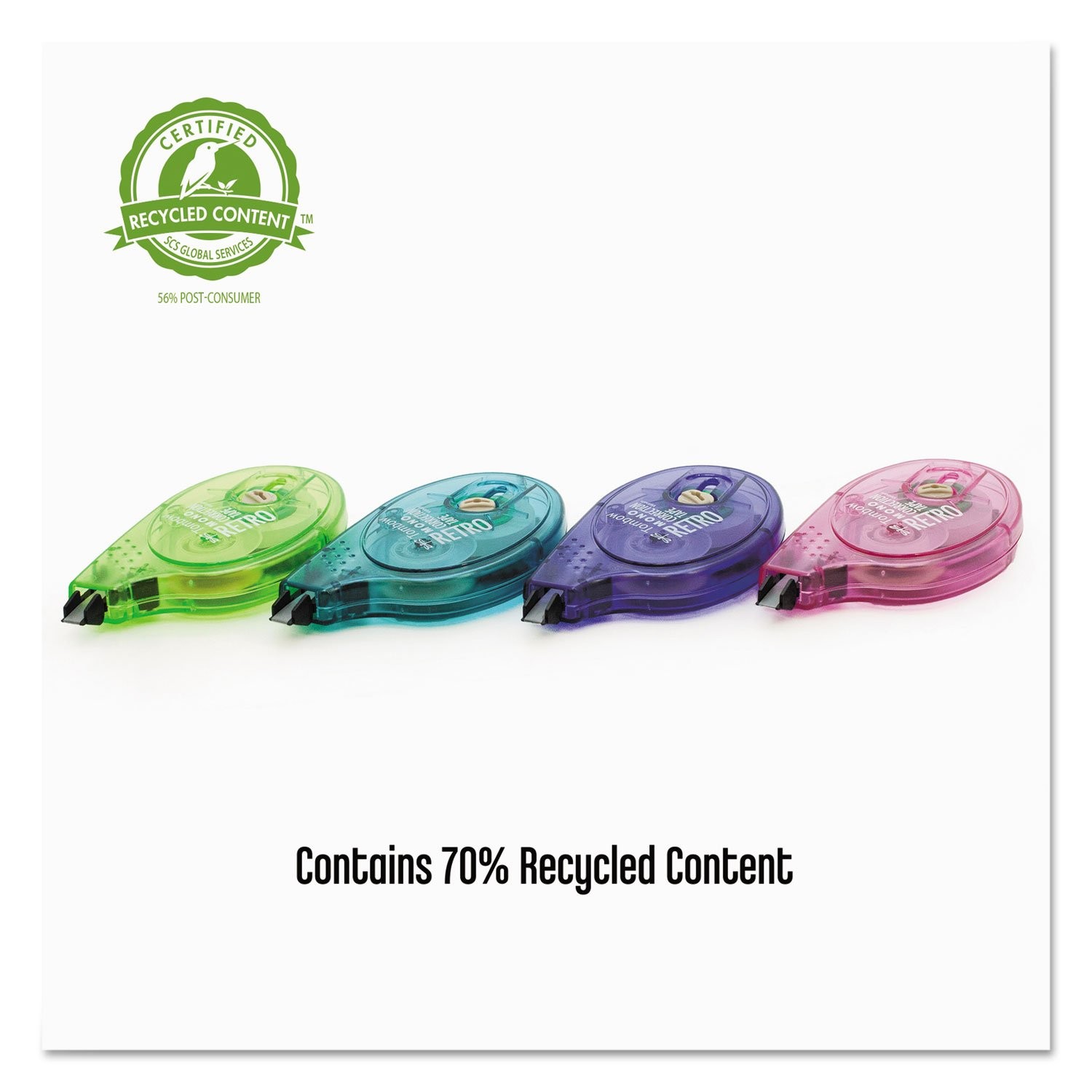 Correction Tape 10-Pack, Assorted Colors, Easy Applicator for Instant Fixes