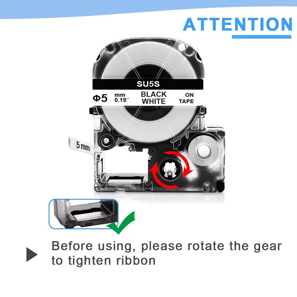 Heat Shrink Tube Label Tape Compatible for Epson 208B20BWPX