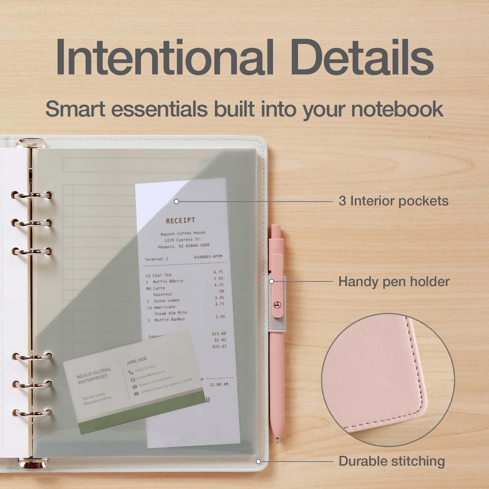 6-Ring Professional Notebook, 7 x 9 Inch, Refillable Notebook, Writing Journa…