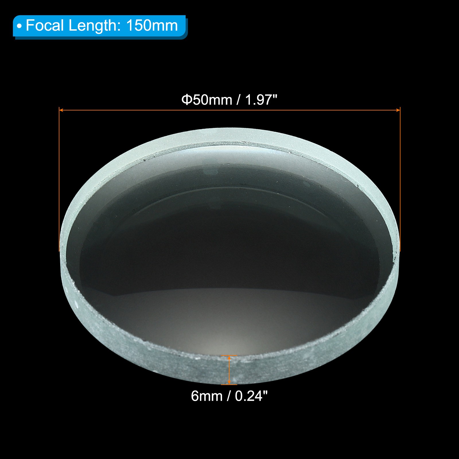 6″ (150mm) Focal Length Double Concave Lens, 3 Pack 50mm Diameter 6mm Height