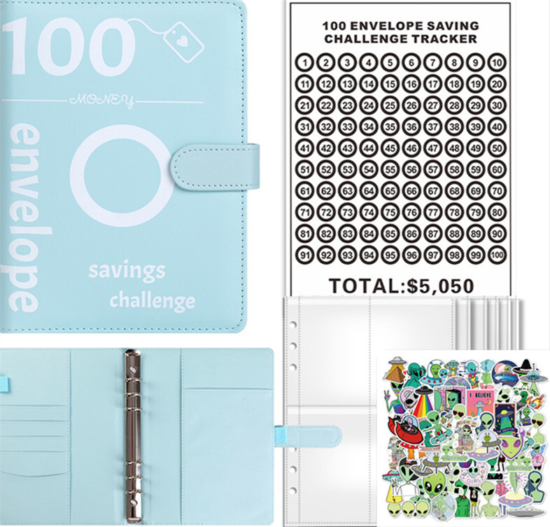 100 Envelopes Challenge Binder,Money Saving Challenge Book Back to School Gift