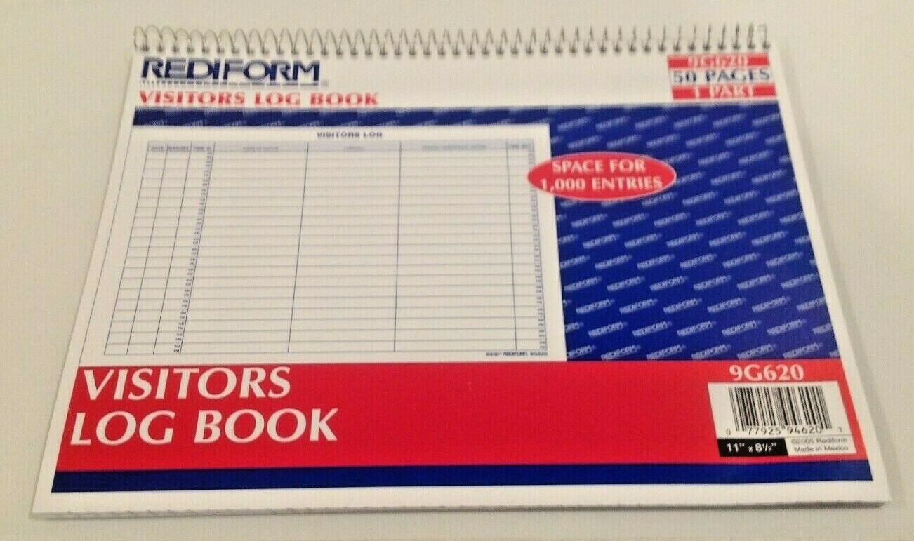 Rediform Visitors Log Book 50 Pages 1-Part Wire Bound White 11″ x 8.5″ 9G620 NEW
