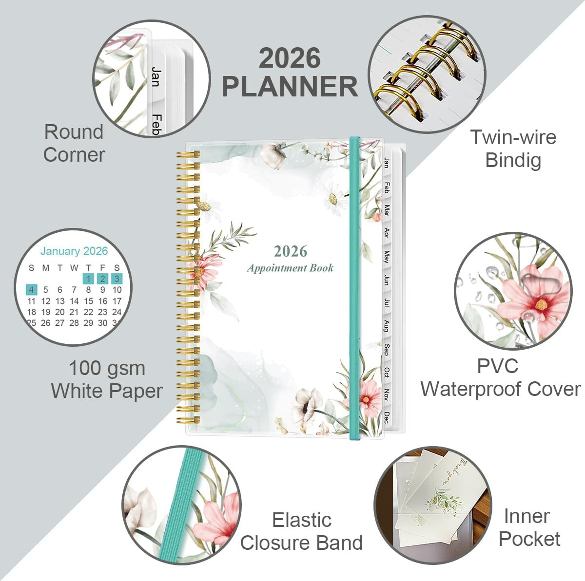 2026 Appointment Book – 2026 Daily Hourly Planner from January 2026 – December 2