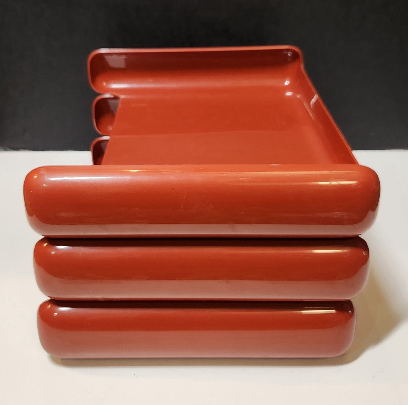 Vintage 1982 Eldon Office Products 3 Tier Desk Organizer Stack Tray Orange Brown