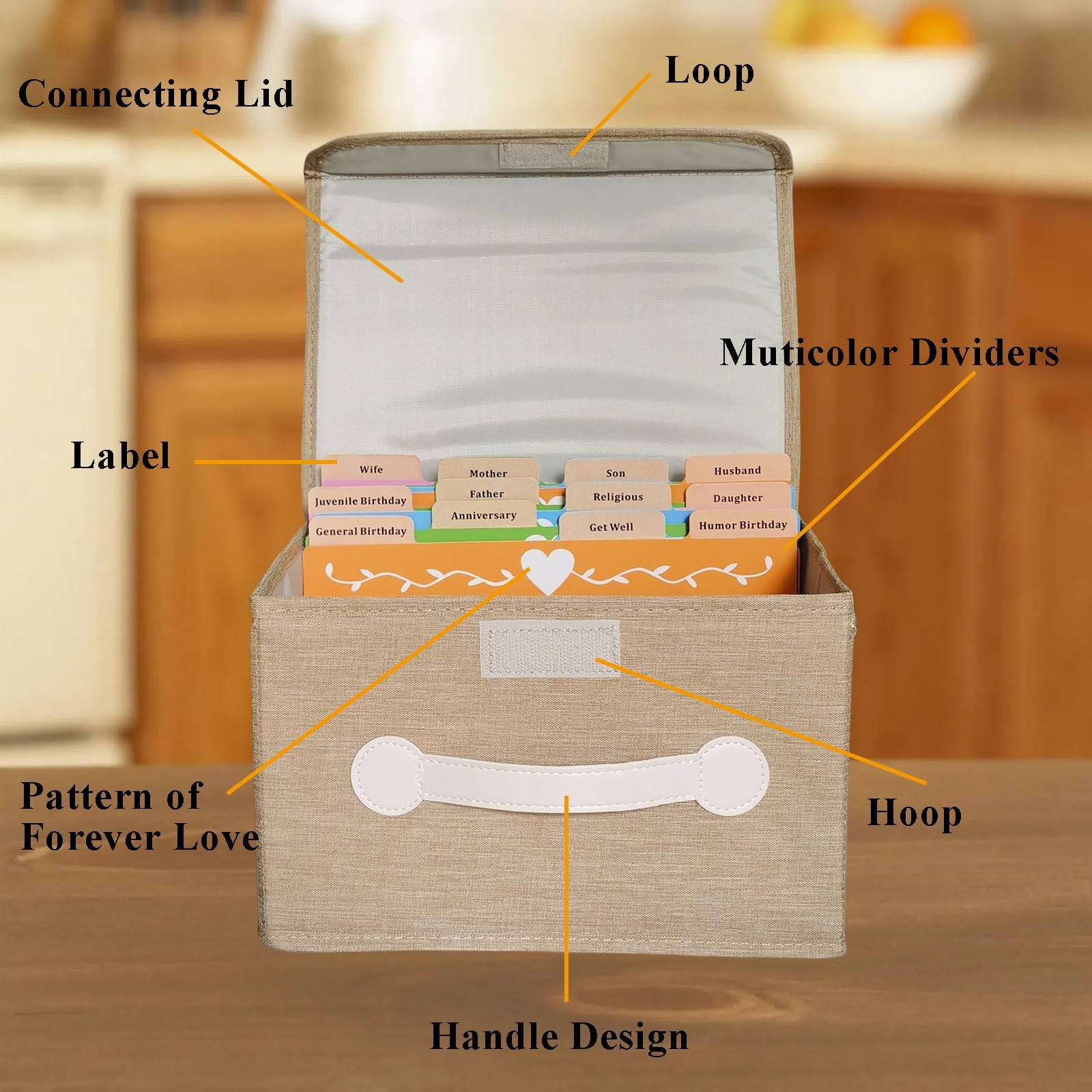 Greeting Card Organizer Storage Box With 16 Pcs Adjustable Dividers Storing 12