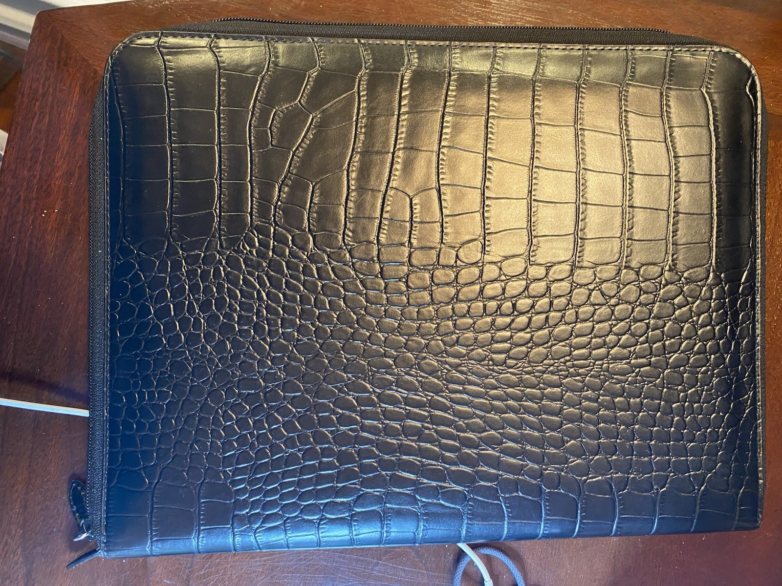 Portfolio Folder Crocodile-Embossed Leather w Lodis Note Pad See Description