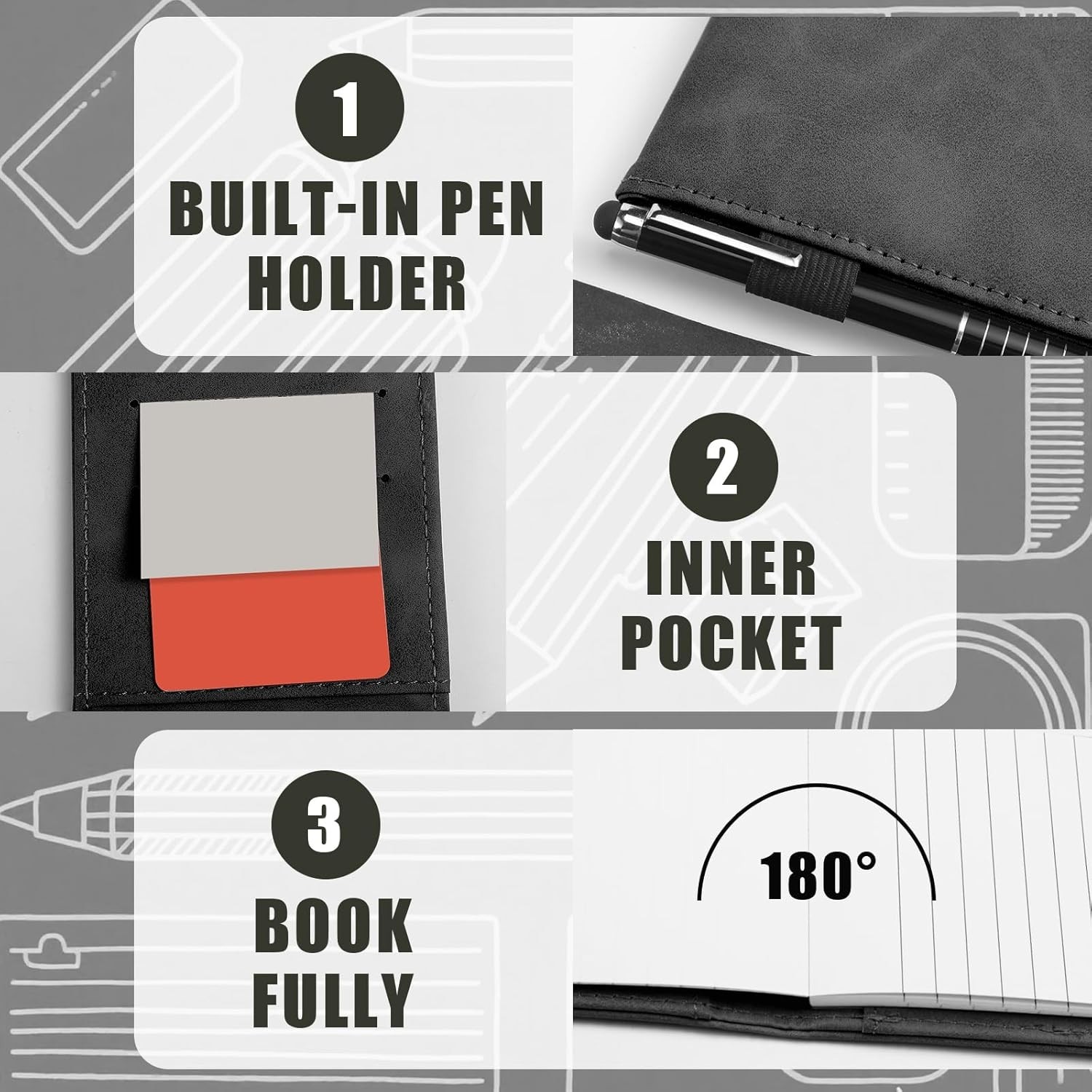 10 Pcs Pocket Notepad Holder with Memo Book Refills