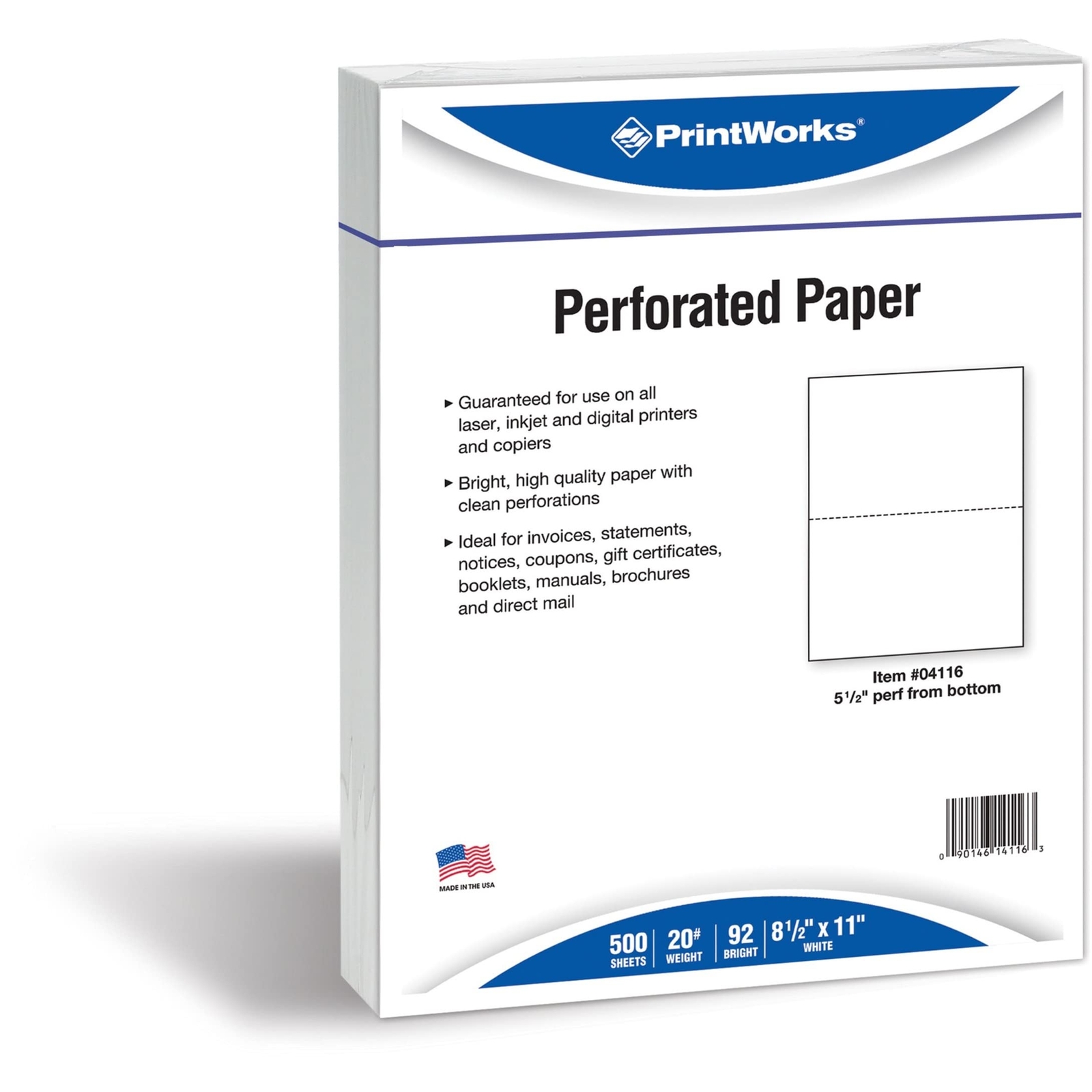 Professional Perforated Paper 500 Sheets 2 Part Perf for Business Office