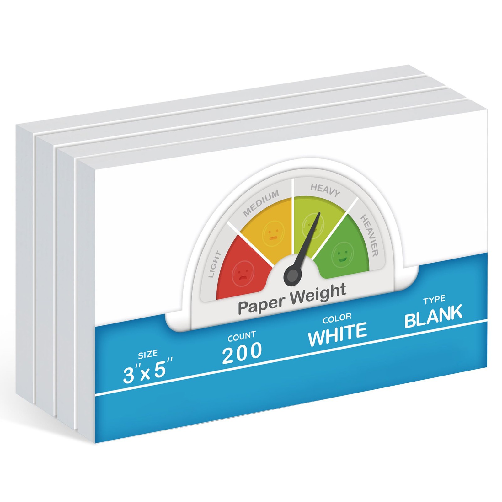 Blank 3×5 Cards 200 Sheets, 74 Lb Thick Paper, No Bleed Through, White