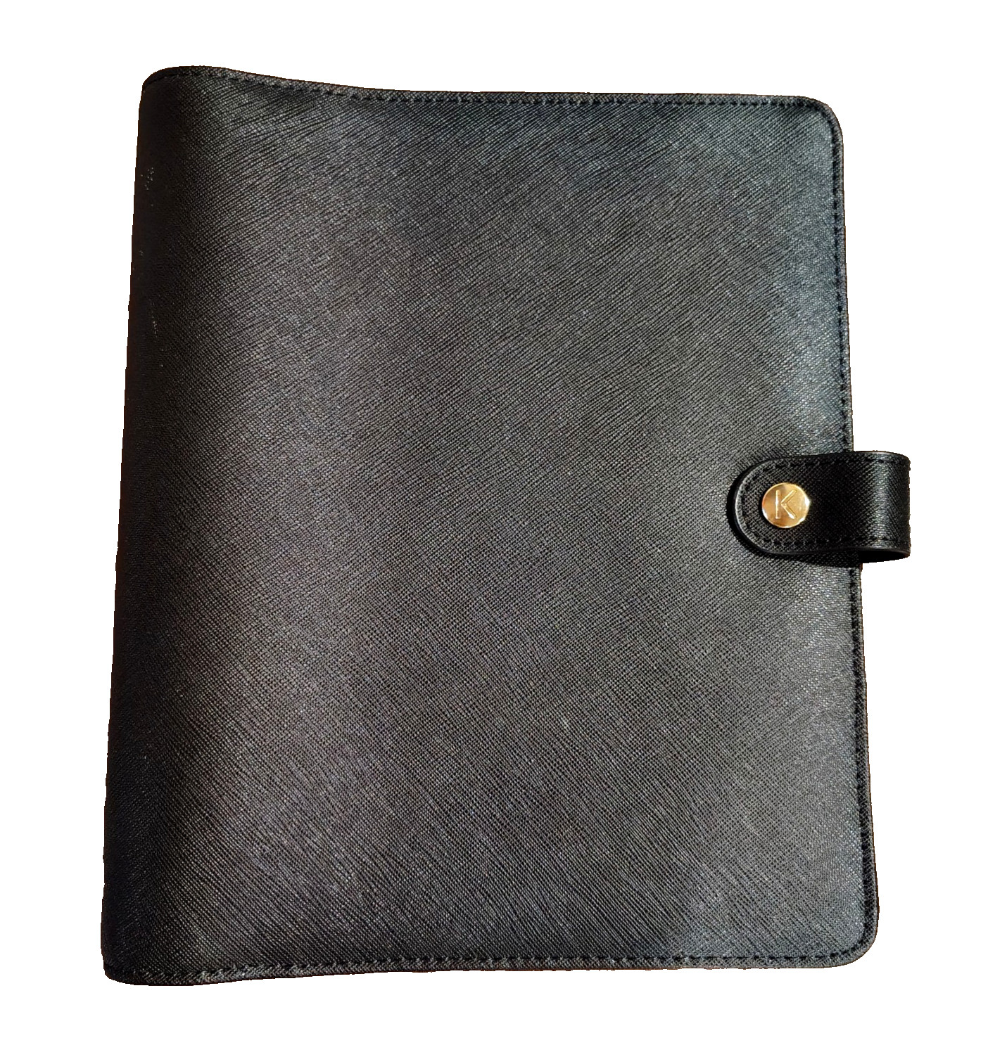 Kikki.k Leather Personal Planner Black Leather Gold Ring Binder Medium Size