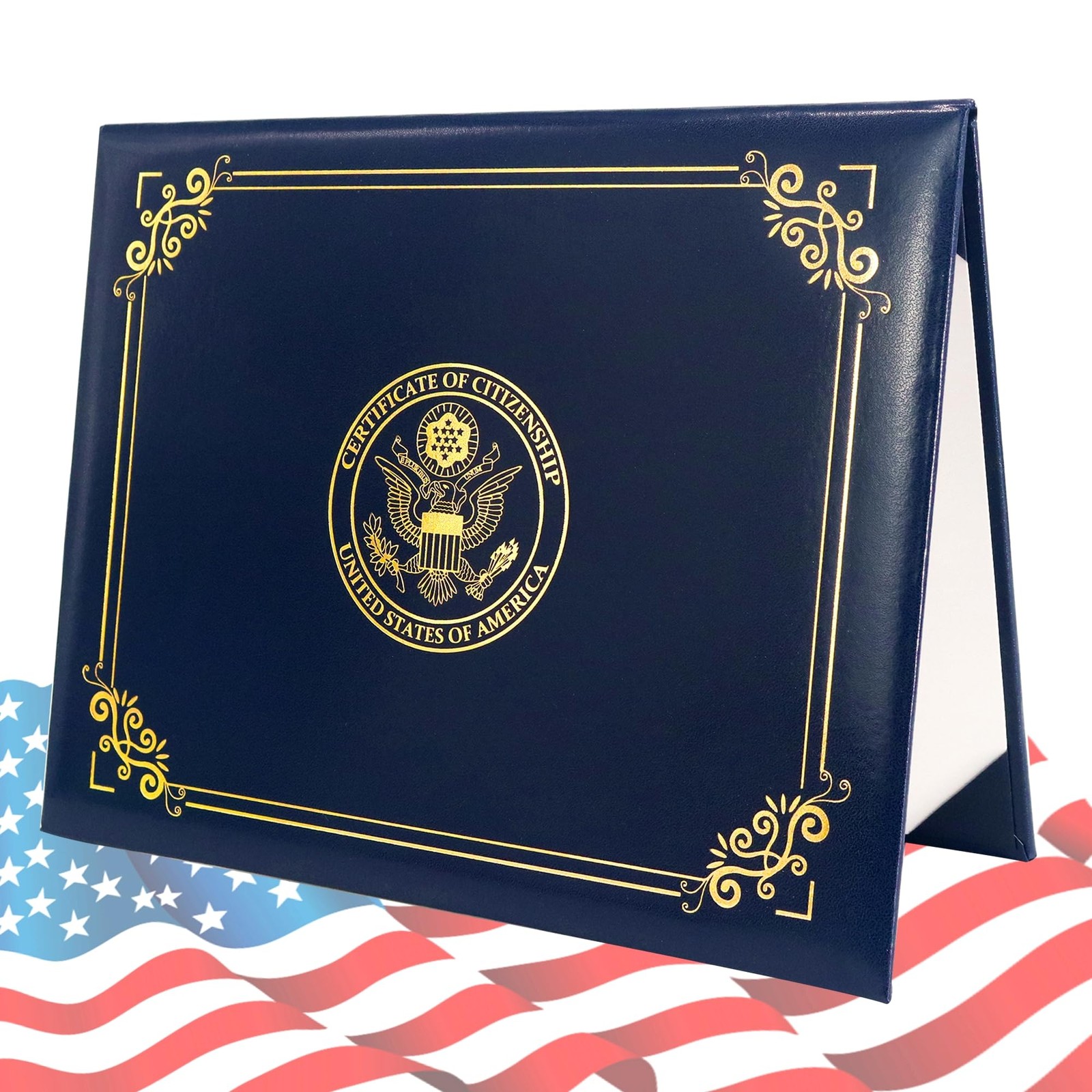 2026 US Citizenship Certificate Holder Padded Leatherette Cover with Seal
