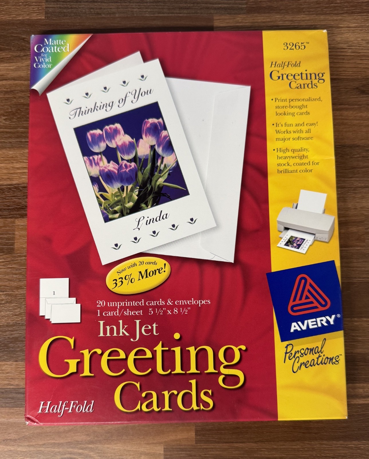 Avery Greeting Card Ink Jet Half Fold Matte White 13 Cards + 20 env