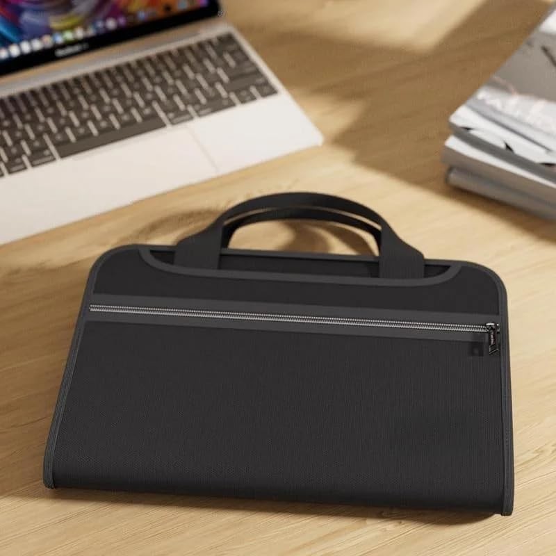 Large Capacity A4 Fireproof File Folder with Handle Portable Document Organizer