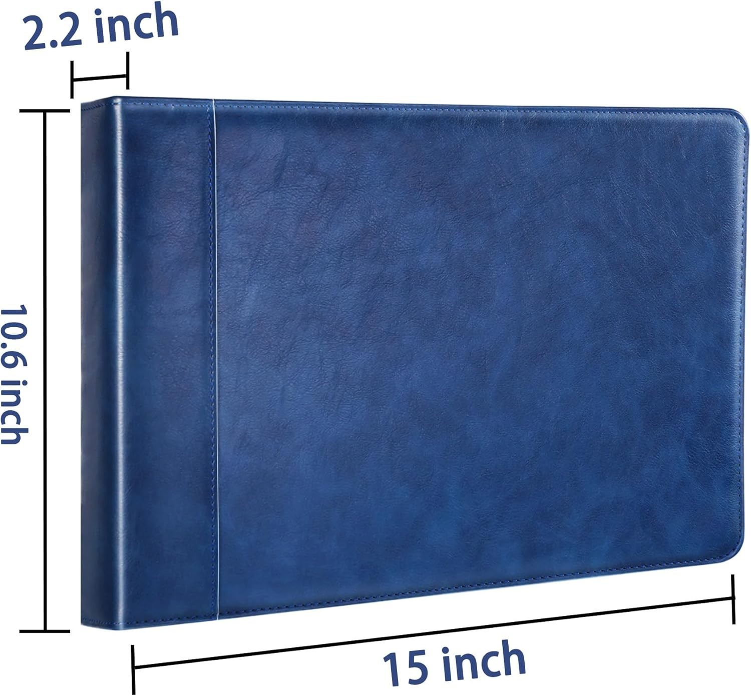 Zippered 7-Ring Business Checkbook Binder PU Leather 600 Checks Blue
