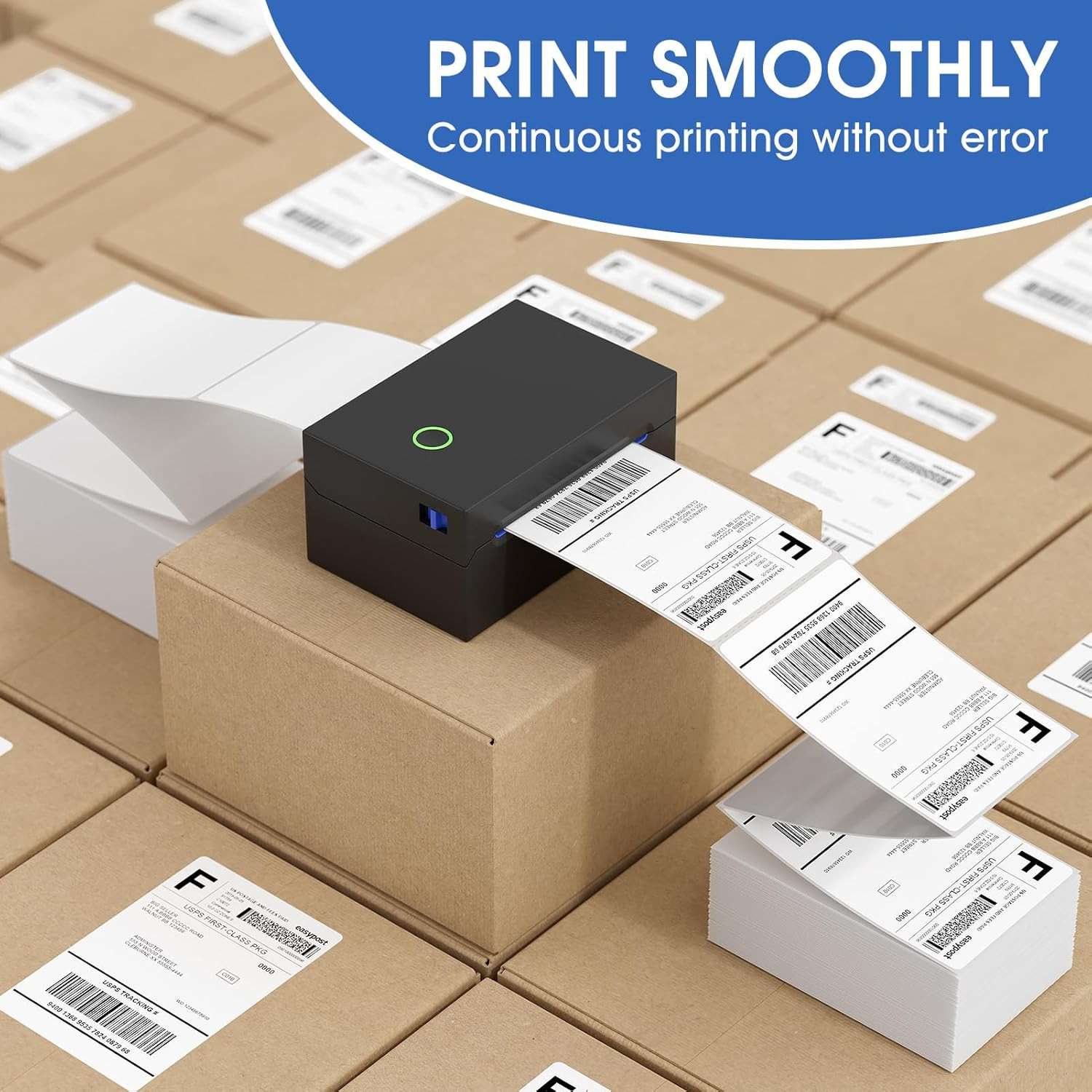 4″ X 6″ Direct Thermal Labels, 500 Fanfold Labels, for Shipping & Mailing, Perfo