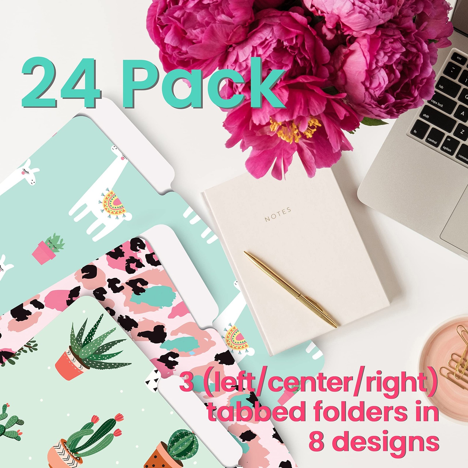 Better Office Products Decorative File Folders, 24 Pack, 8 Designs, Heavyweig…