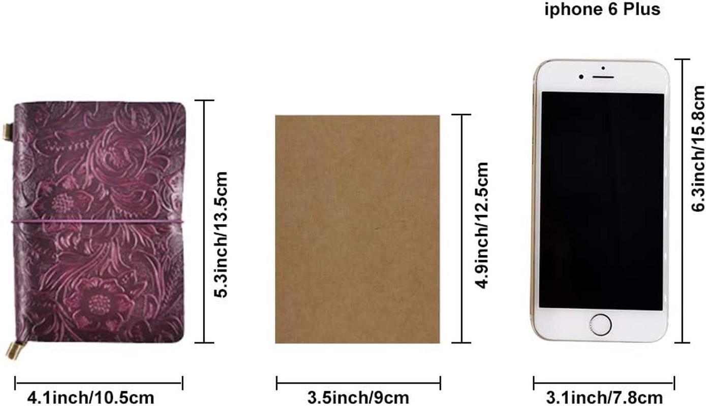 Refillable Leather Journal, Handmade Purple Leather Notebook with Bookmark for M