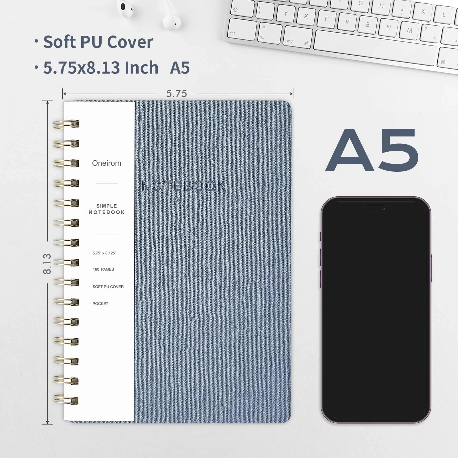Spiral Notebook-5.75 x 8.125 College Ruled Journal and 160 pages