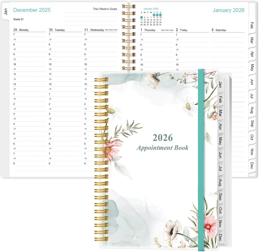 2026 Appointment Book – 2026 Daily Hourly Planner from January 2026 – December 2