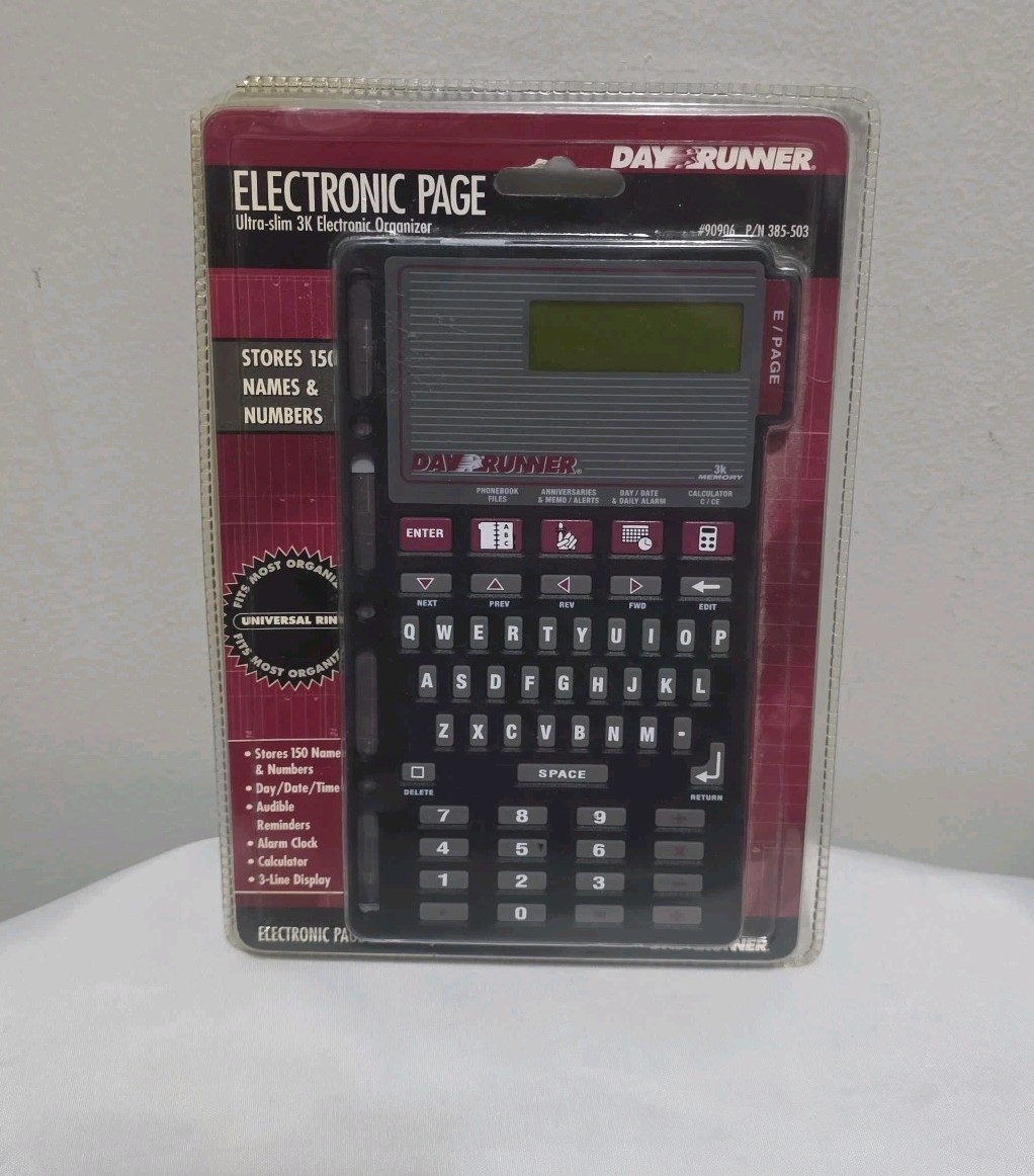 Vtg DAY RUNNER 3K ELECTRONIC ORGANIZER Ultra Slim Planner Page ADDRESSES, ALARM