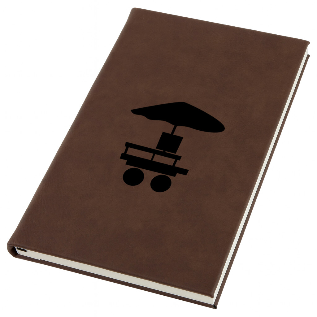Street Vendor Engraved Leather Journal, Personal Planner with Lined Pages