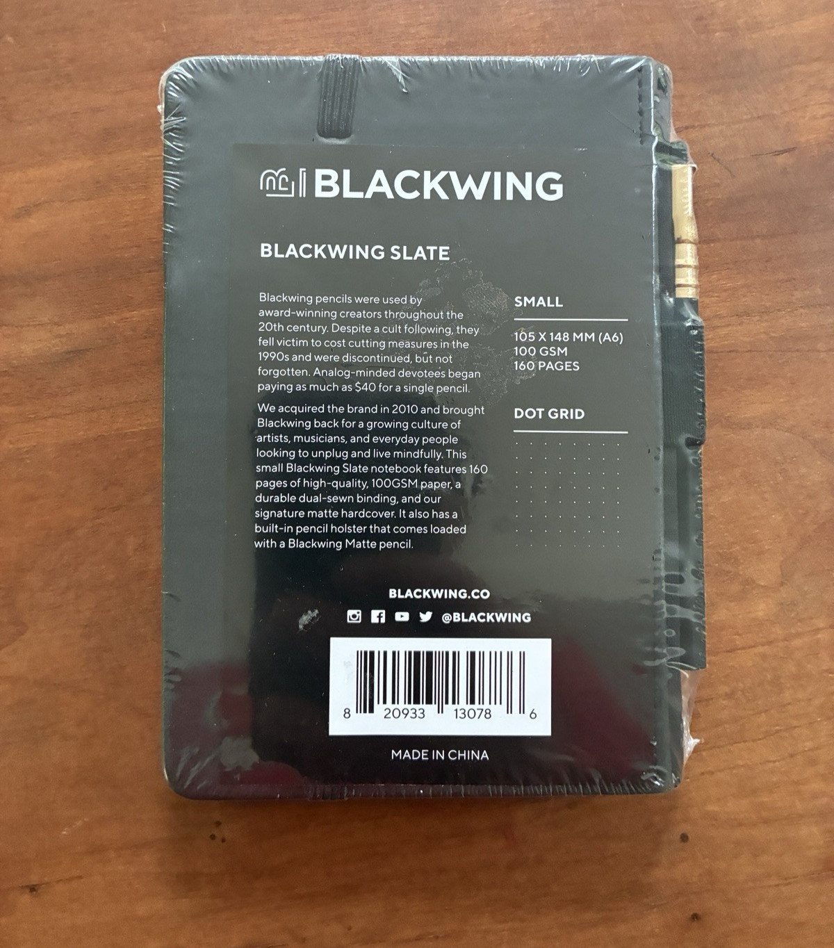 BLACKWING Slate Notebook Black HARDCOVER 160 PAGES DOT GRID 100GSM Matte Pencil