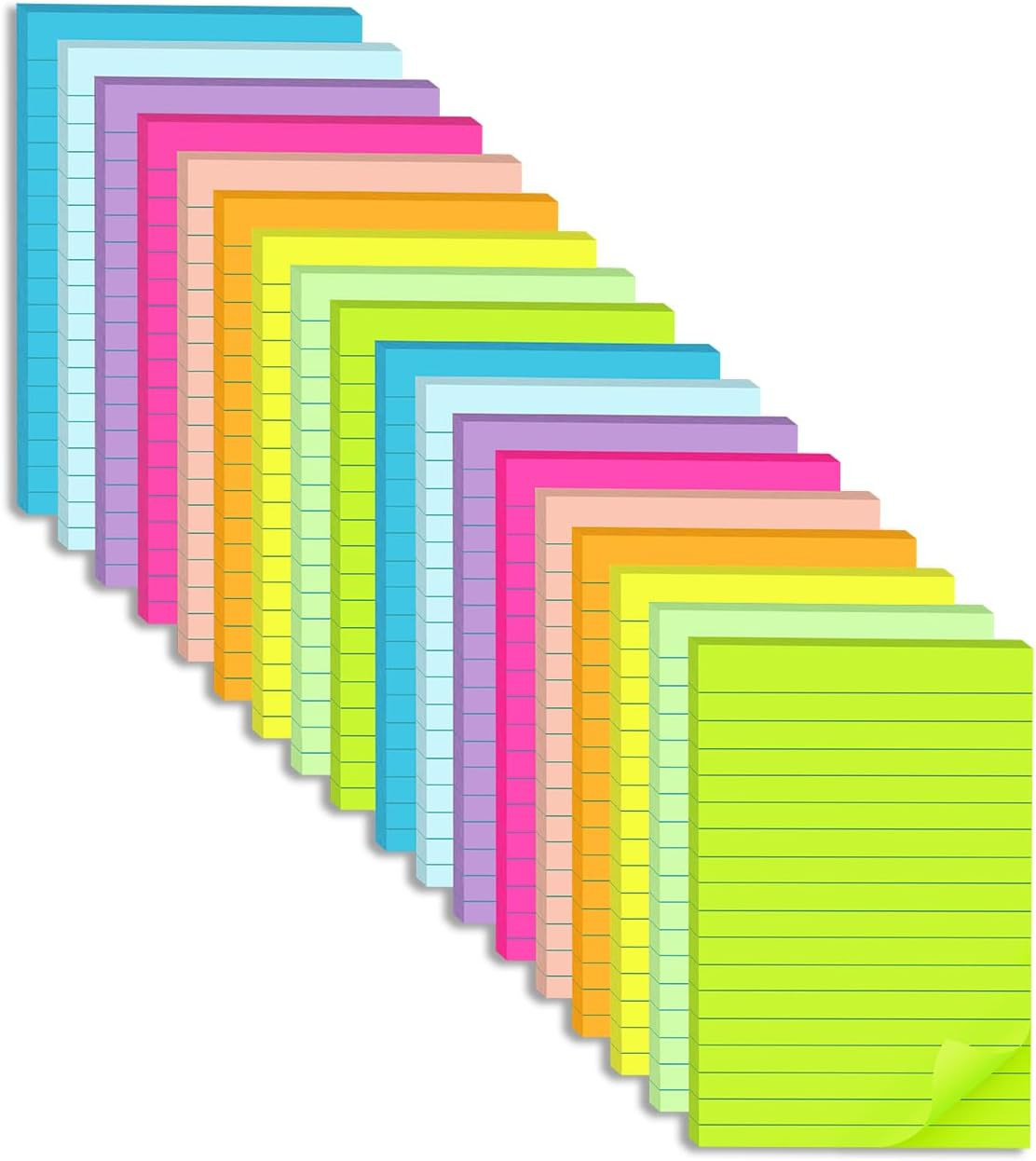 (18 Pack) Lined Sticky Notes 4X6 In,Large Notepads with Lines,Ruled Stickies Sup