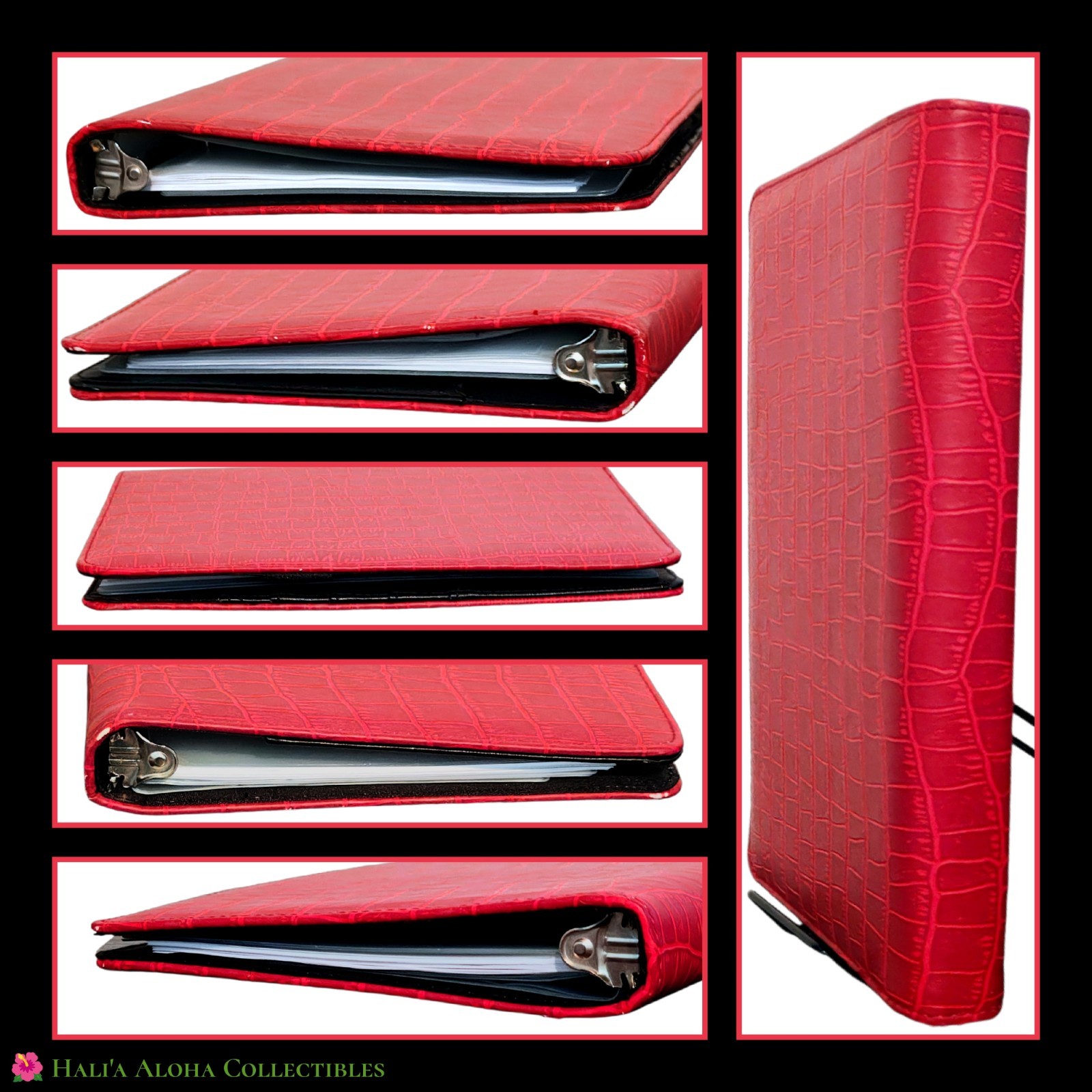 VINTAGE Day Runner Red Faux-Croc Multi-Functional Professional 3-Ring Organizer