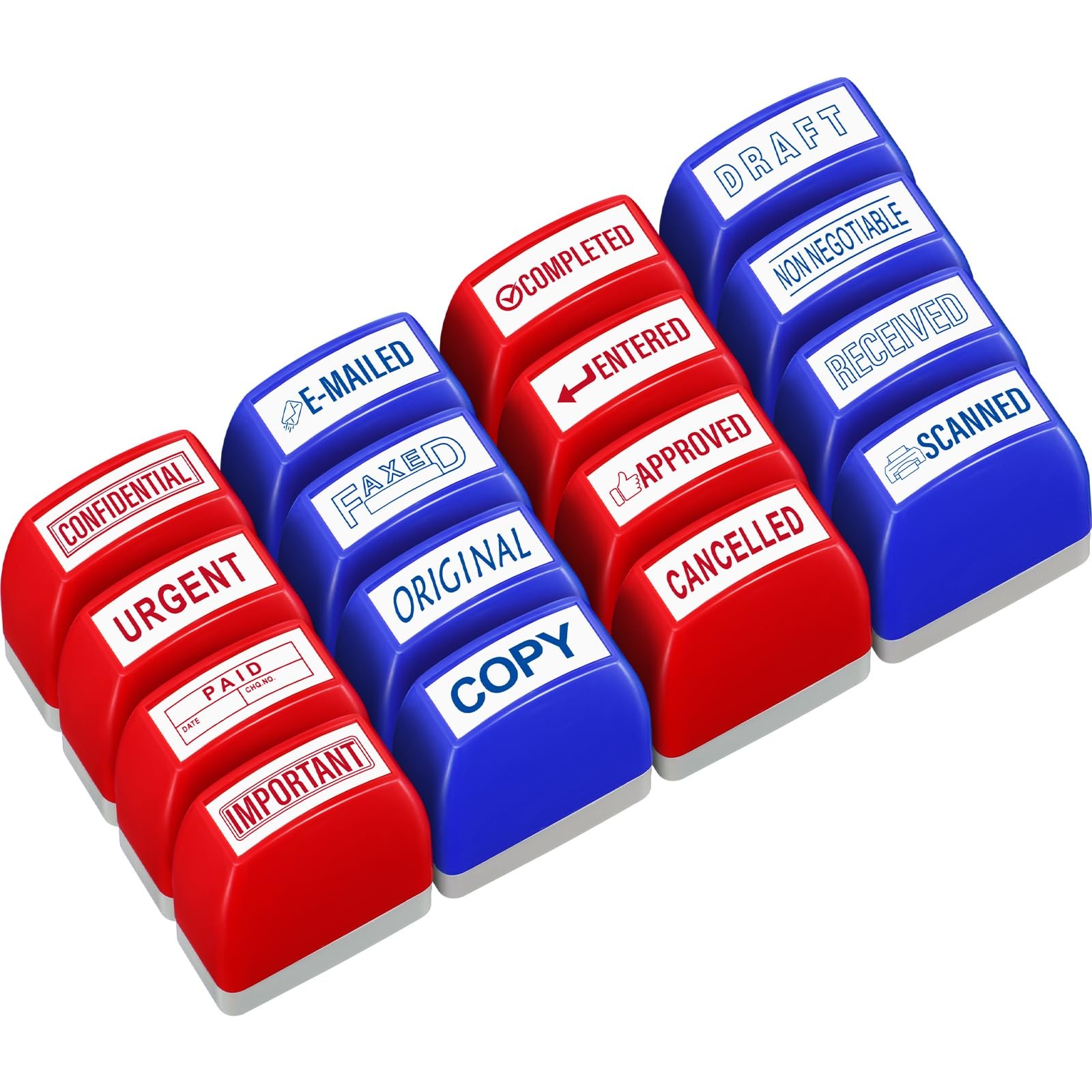16 Pcs Office Stamp Set Message Self Inking Rubber Stamp Set for Office Stamp…