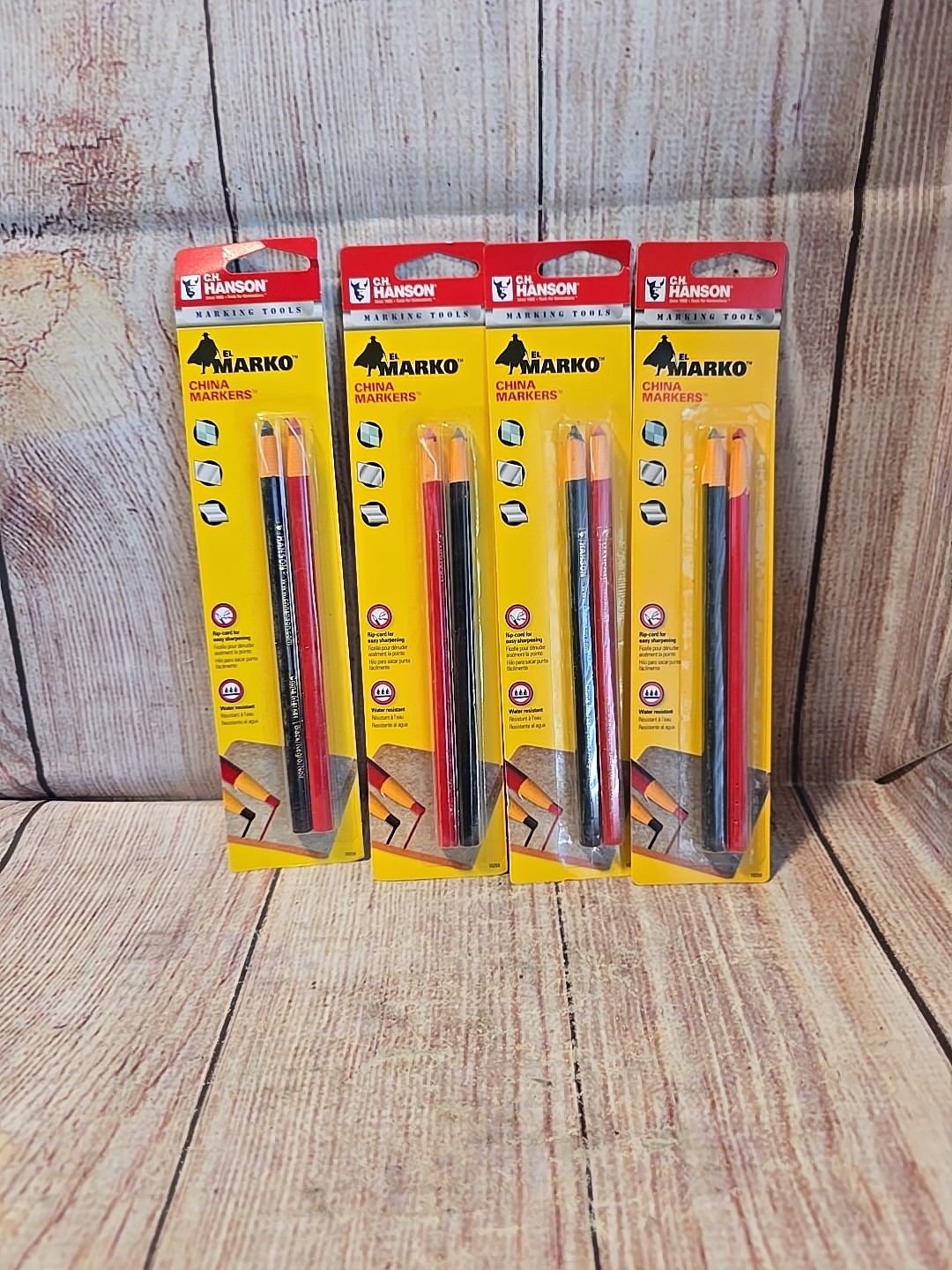 “4-PACK” C.H. Hanson 10259 Black/Red Wax-Based China Marker Set 6-3/4 “NEW”