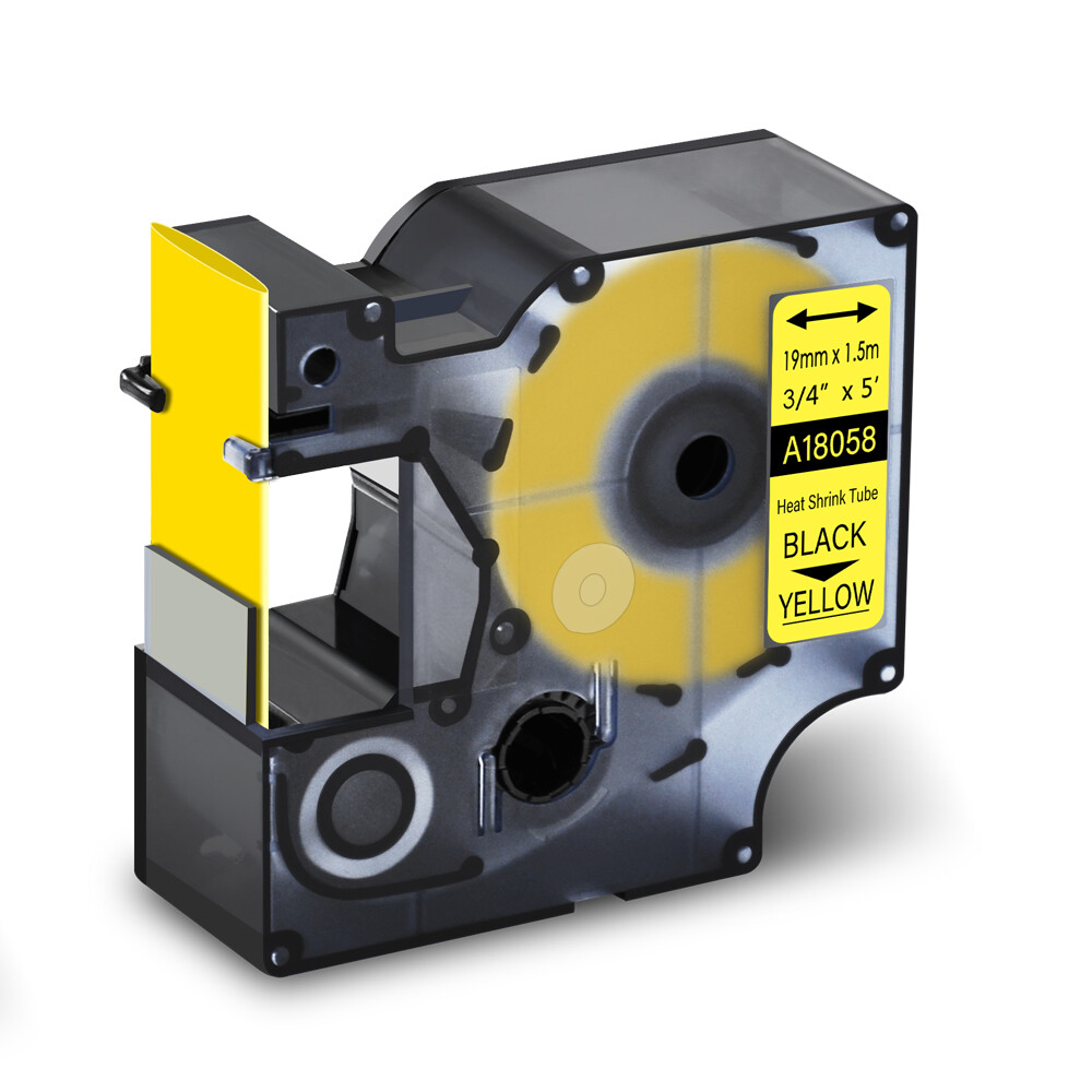 Industrial Black Print on White / Yellow Heat Shrink Tube For Dymo RHINO 6000