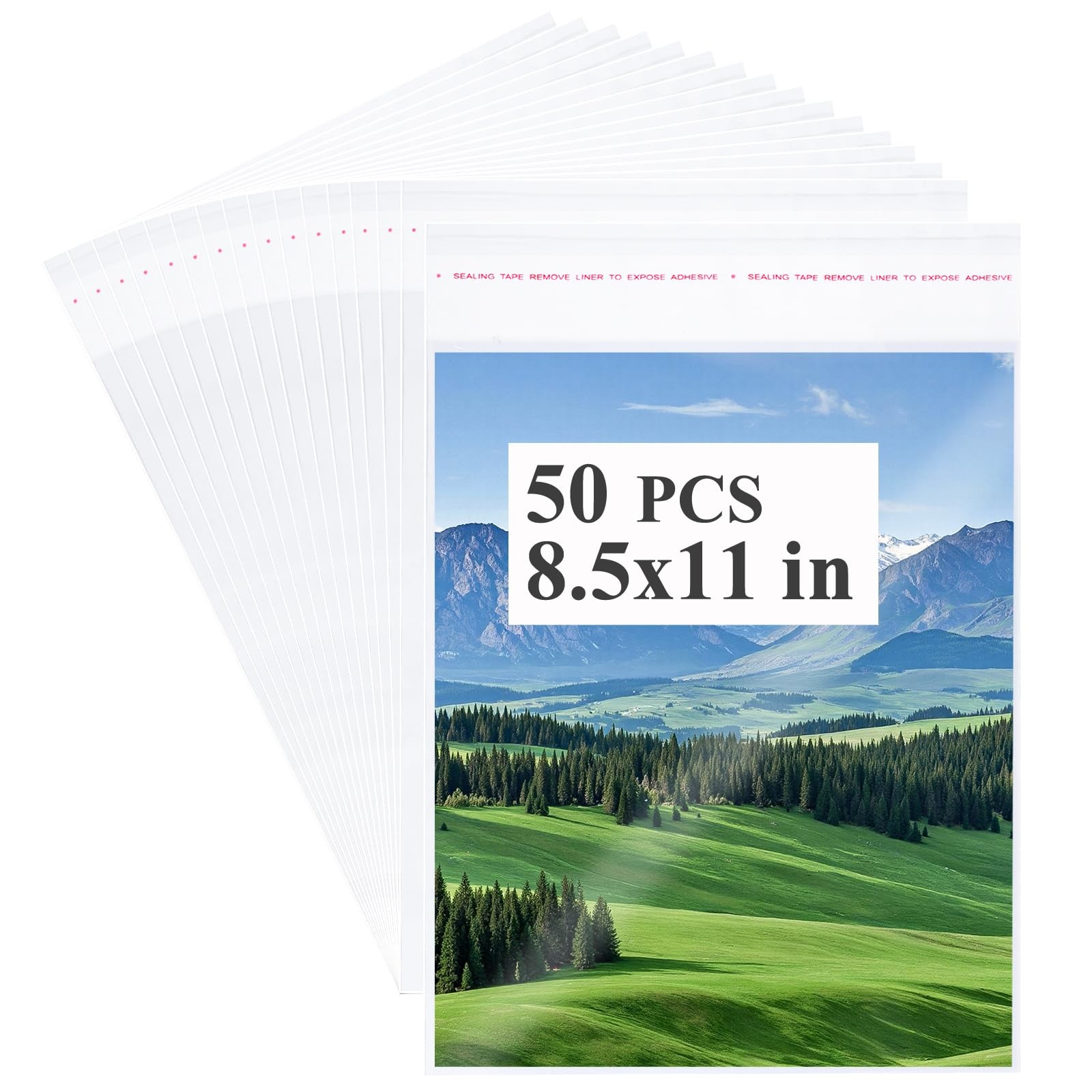 50 Pcs Resealable Magazine Bags Thick Clear Plastic Sleeves for 8.5×11 Inch P…