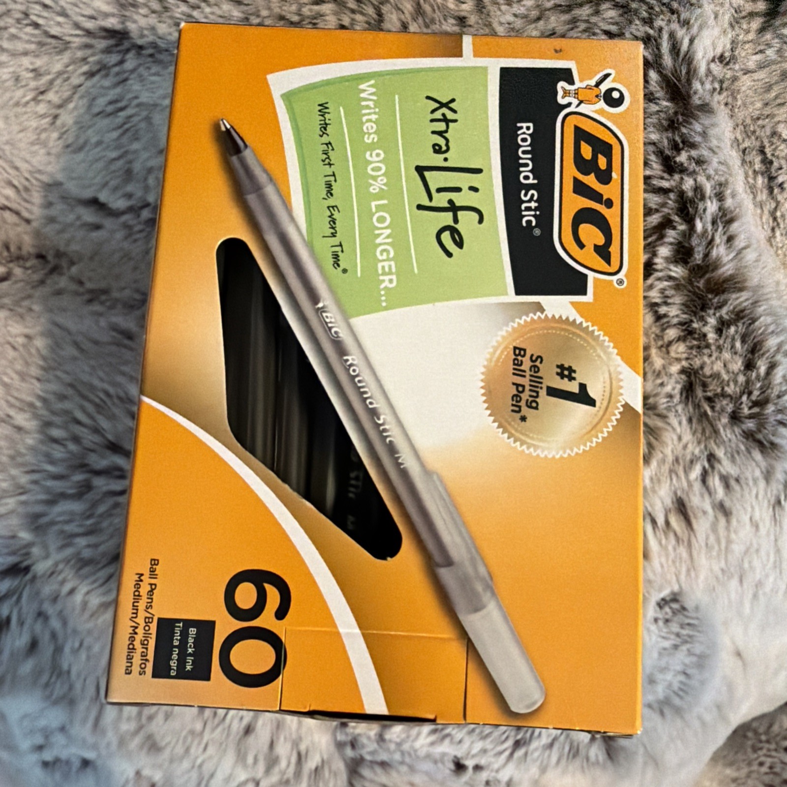 BIC Round Stic Xtra Life Ball Pen, Medium Point (1.0 mm), Black, 60-Count NIB