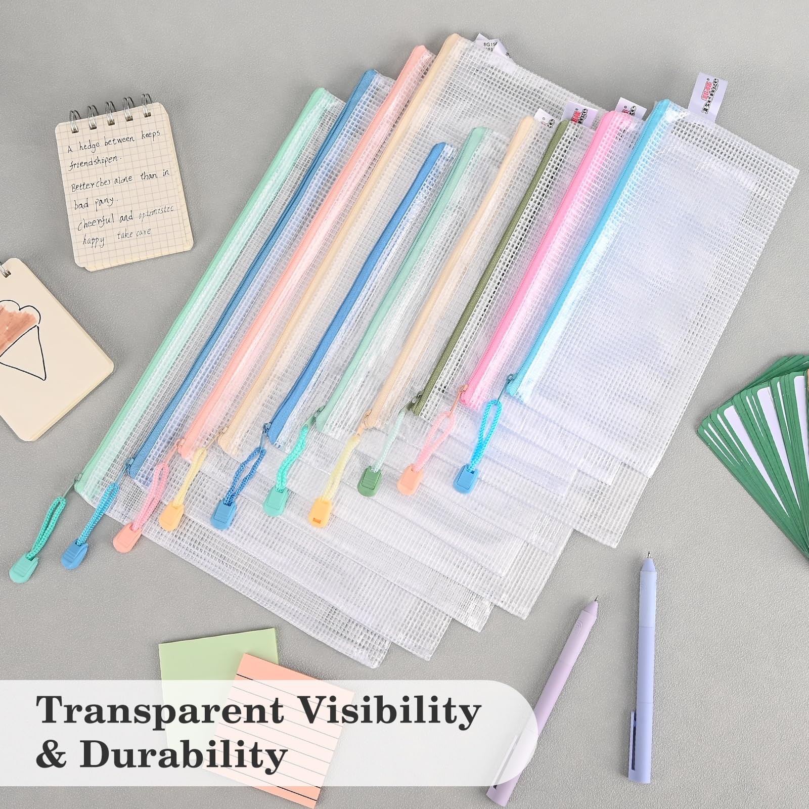 10Pcs Mesh Zipper Pouch Bags, A6 Sizes Pencil Waterproof Pouch Bag, Zipper Po…