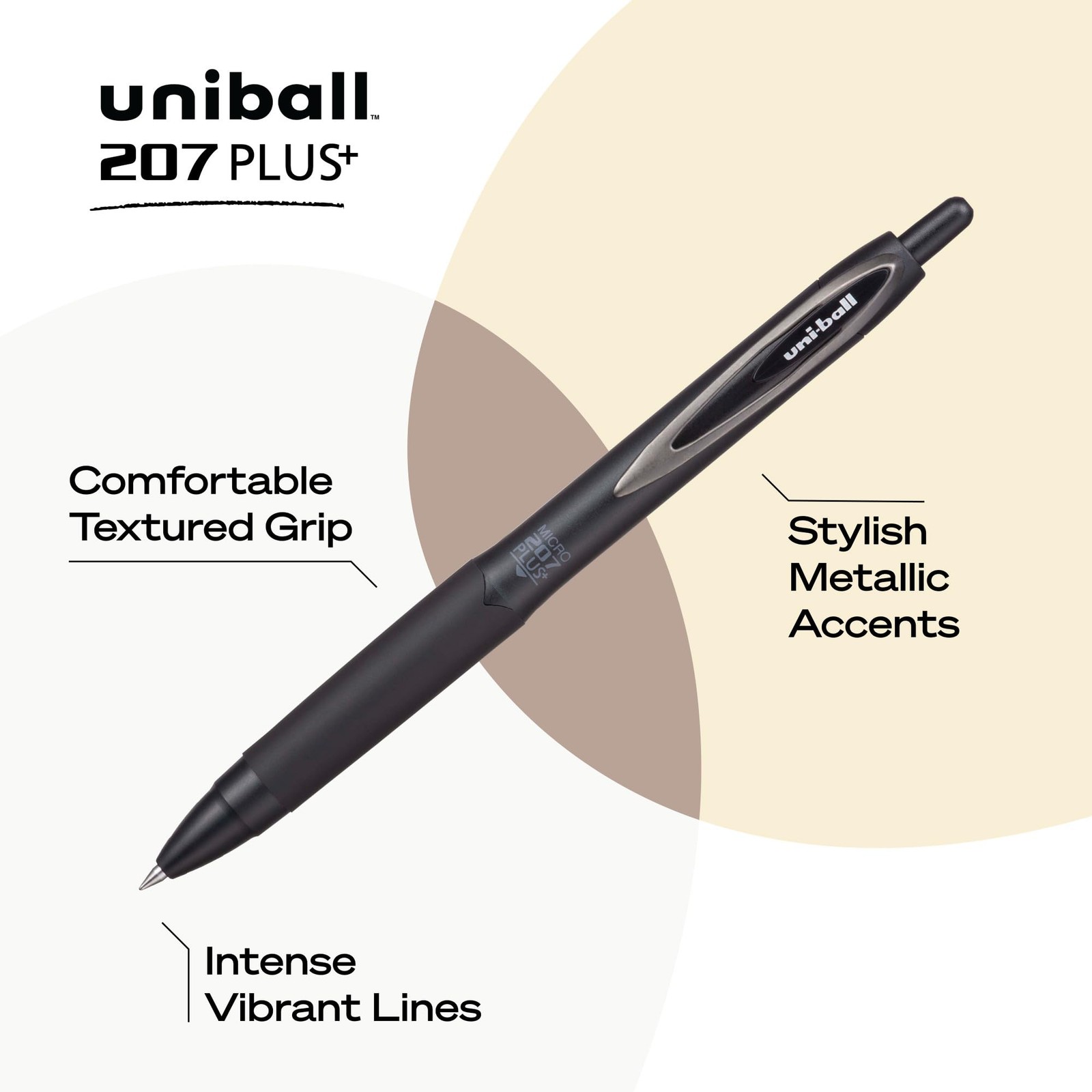 uni-ball 207 Plus+ Retractable Gel Pens 6 Pack in Assorted Colors with 0.7mm Med