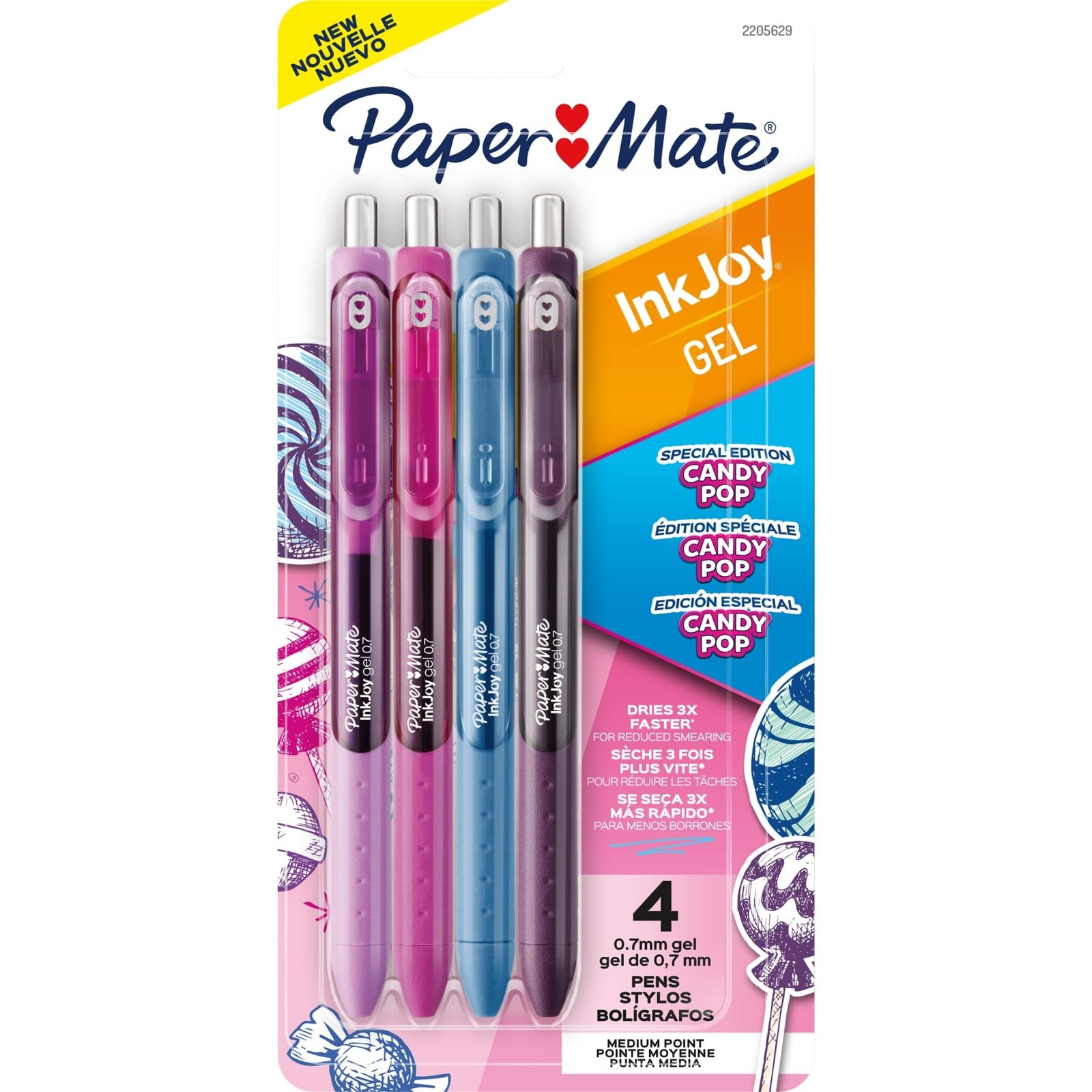 Paper Mate InkJoy Gel Pens, Medium Point, 0.7 1 Count (Pack of 4), Assorted