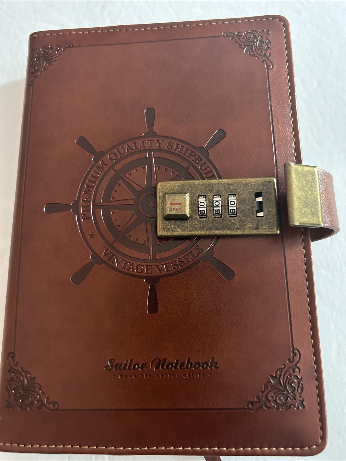 CAGIE Journal with Lock Unisex Vintage Sailor Notebook Reusable Faux Leather