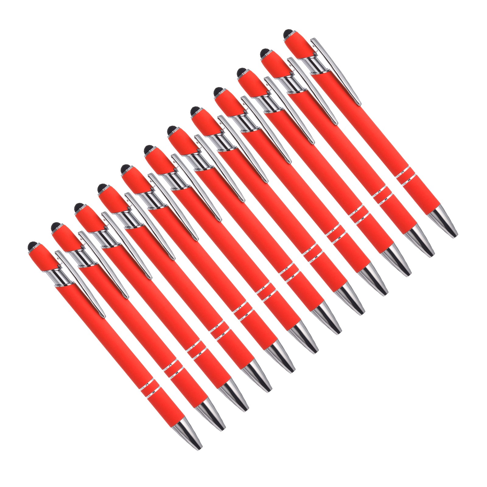 12 Pcs Ballpoint Pen with Stylus Tip, 2 in 1 Black Ink 1.0mm Style 1 (Pink)