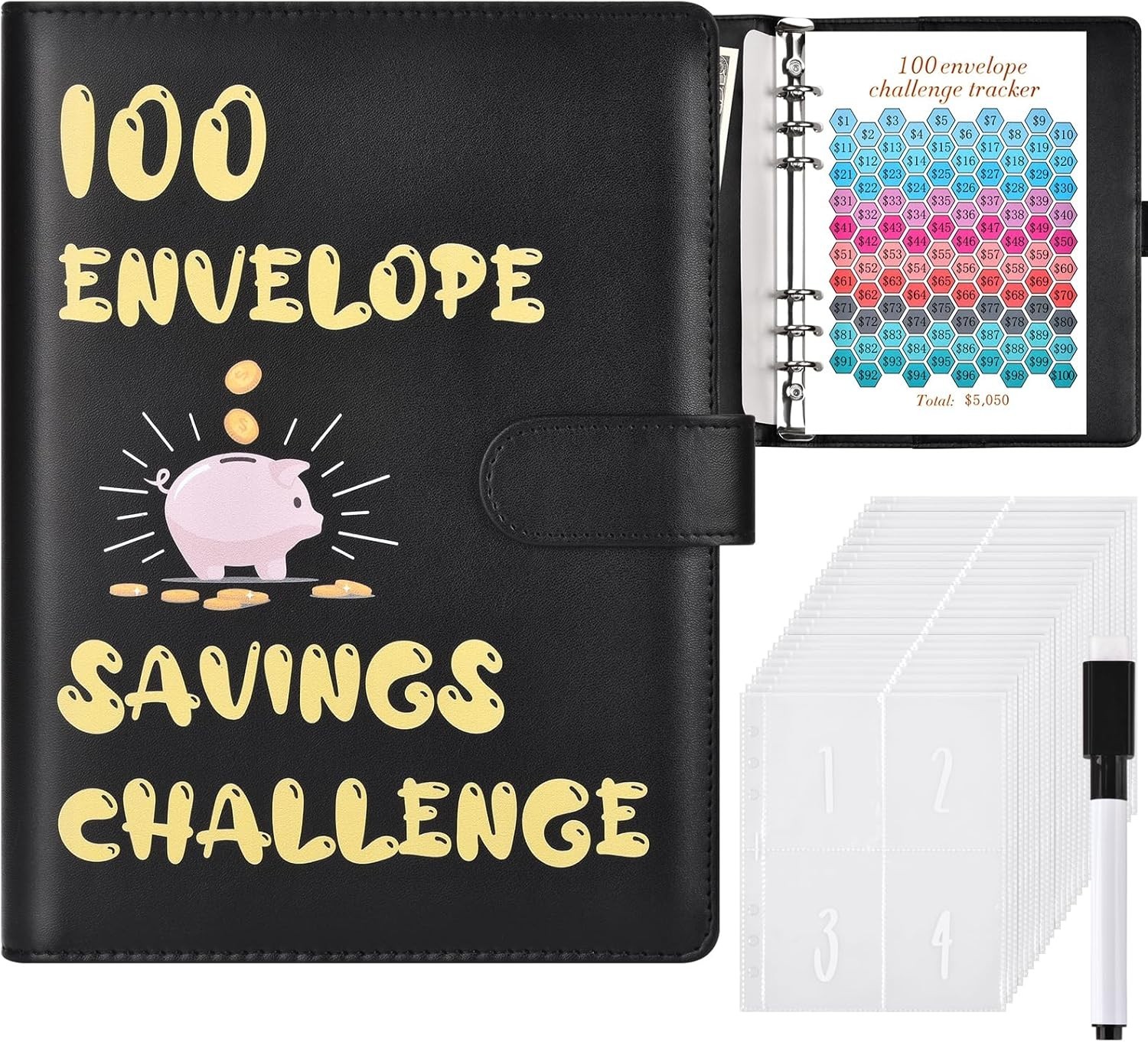 100 Envelope $5050 Savings Challenges Book With Envelopes Save Money Binder