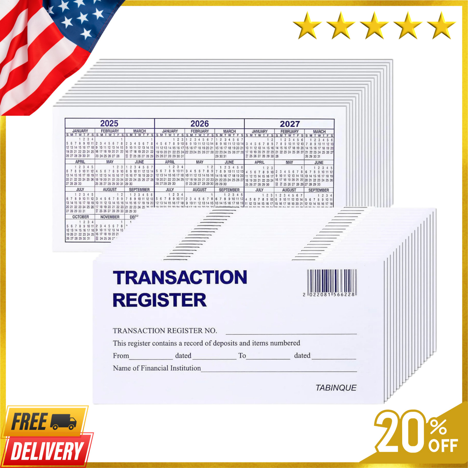 24 PCS Check Registers for Personal Checkbook, Easy to Read Checkbook RegisteR