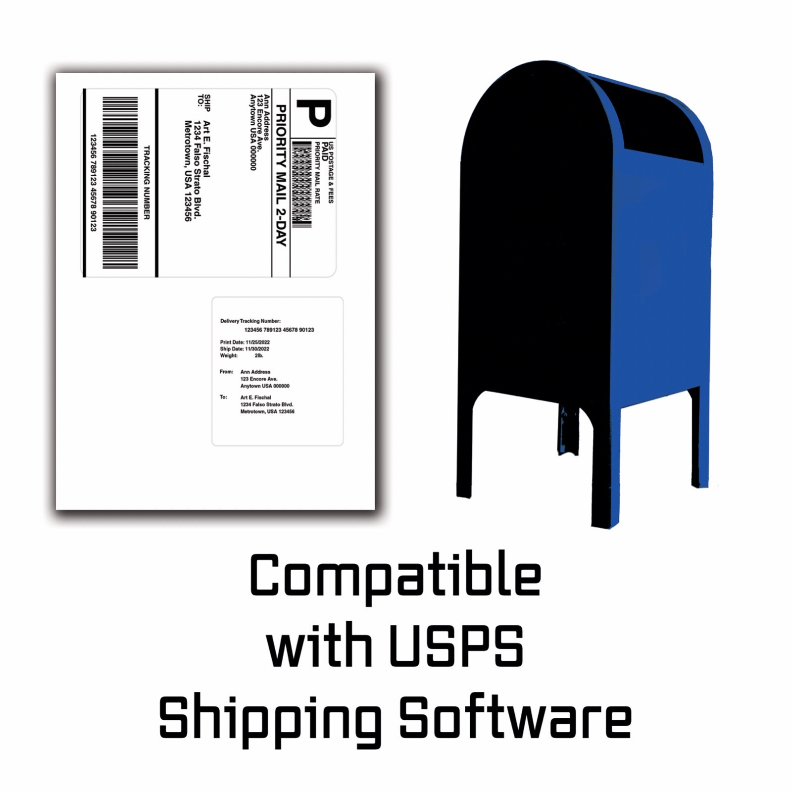 500 Laser /Ink Jet Labels Click-N-Ship with Peel Off Receipt -Perfect for USPS!